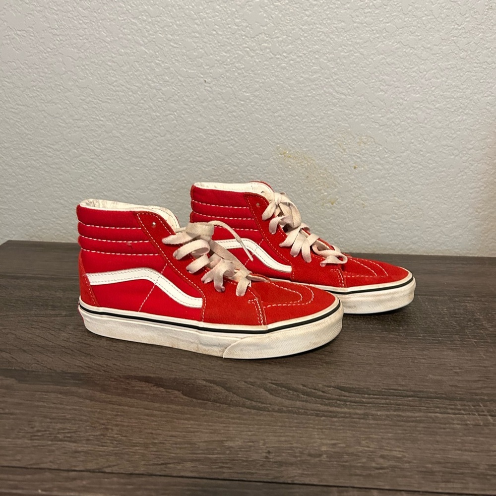 Vans Kids Red and White High-Top Sneakers